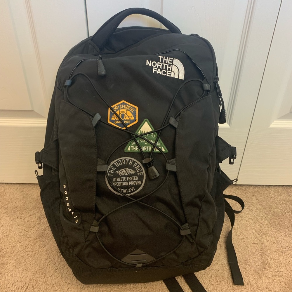 North Face Black Borealis Patch Laptop School Backpack